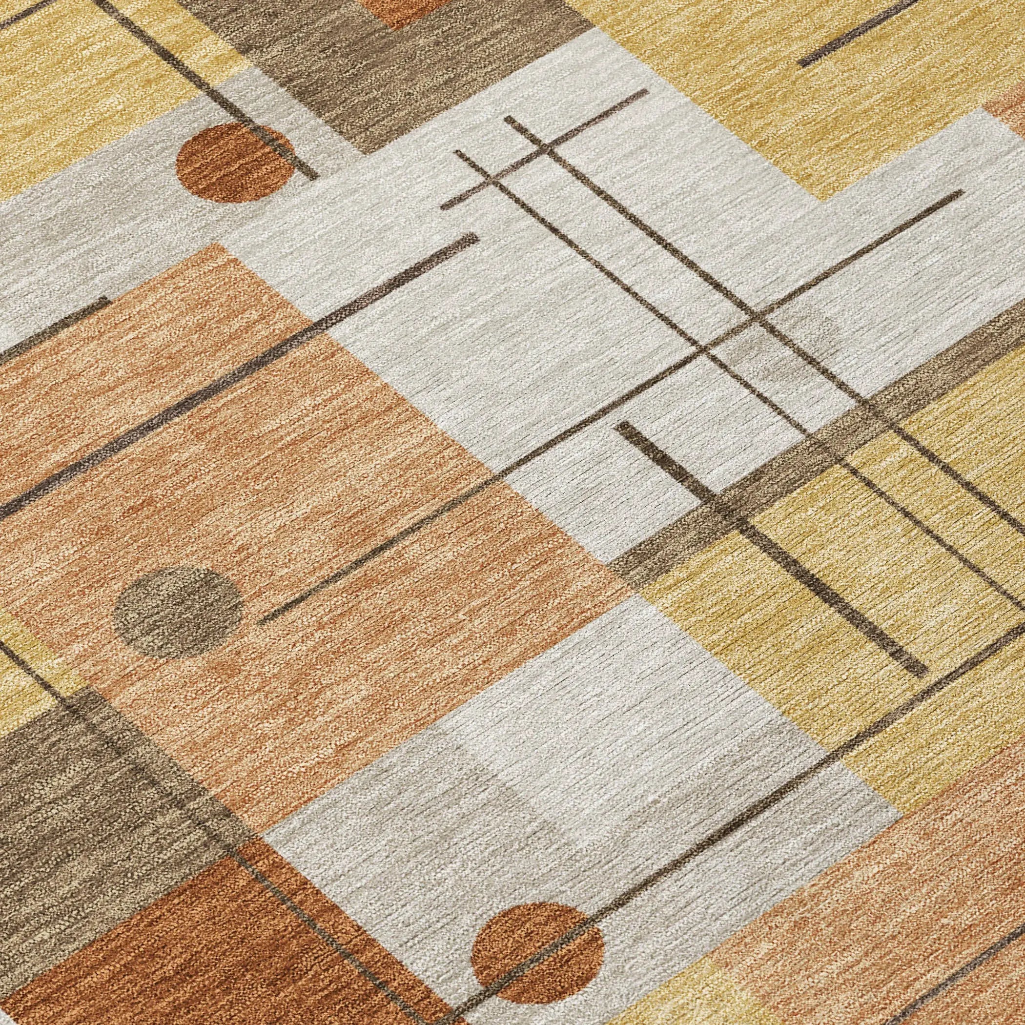 5' X 8' Copper And Graphite Geometric Washable Indoor Outdoor Area Rug Homeroots Outdoor