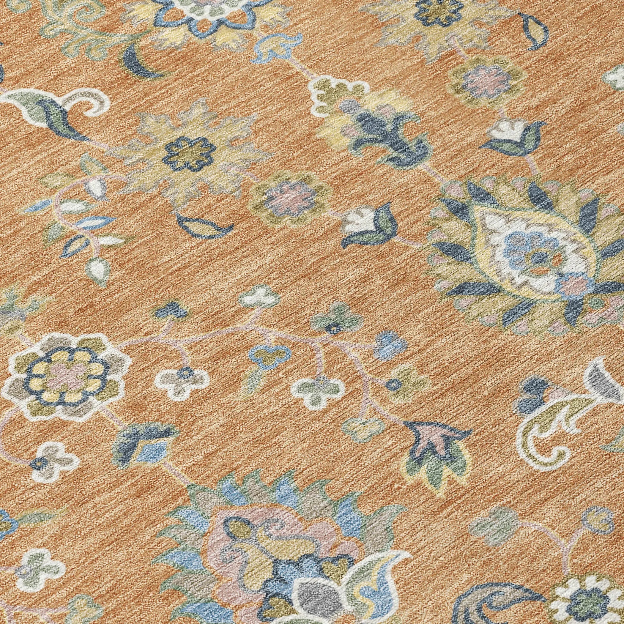 5' X 8' Copper And Green Abstract Washable Indoor Outdoor Area Rug Homeroots Outdoor