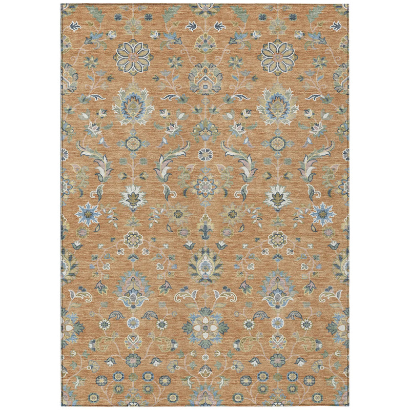 5' X 8' Copper And Green Abstract Washable Indoor Outdoor Area Rug Homeroots Outdoor
