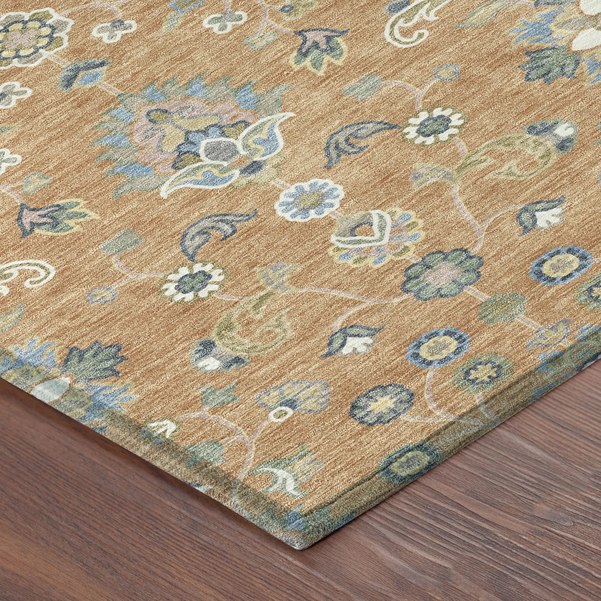 5' X 8' Copper And Green Abstract Washable Indoor Outdoor Area Rug Homeroots Outdoor