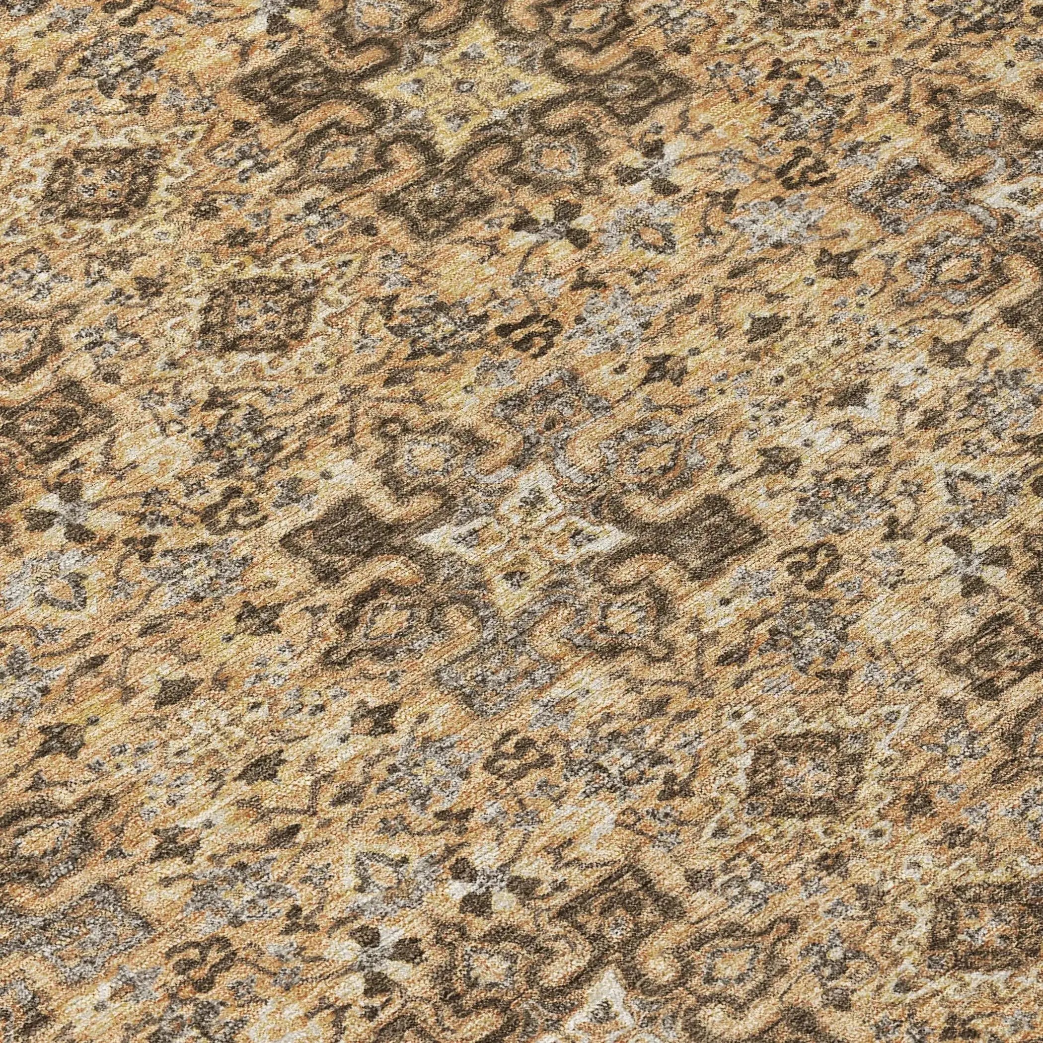 5' X 8' Copper And Green Oriental Washable Indoor Outdoor Area Rug Homeroots Outdoor
