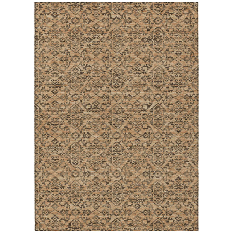 5' X 8' Copper And Green Oriental Washable Indoor Outdoor Area Rug Homeroots Outdoor