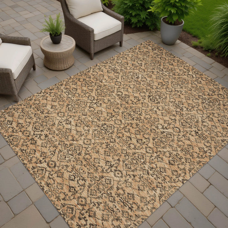 5' X 8' Copper And Green Oriental Washable Indoor Outdoor Area Rug Homeroots Outdoor