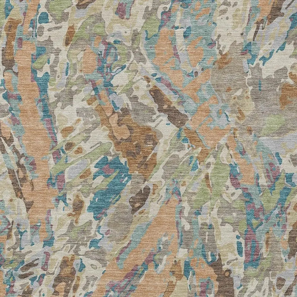 5' X 8' Copper And Ivory Abstract Washable Indoor Outdoor Area Rug Homeroots Outdoor