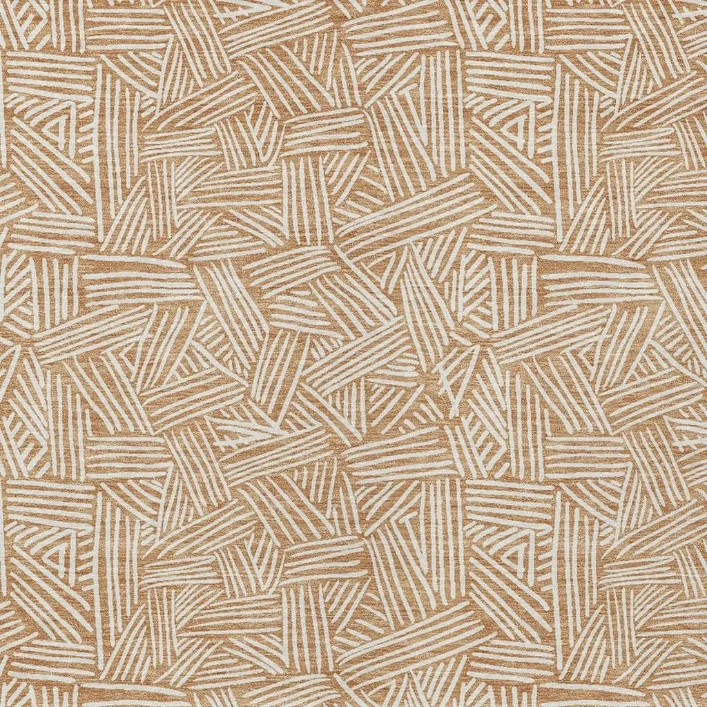 5' X 8' Copper And Ivory Geometric Washable Indoor Outdoor Area Rug Homeroots Outdoor
