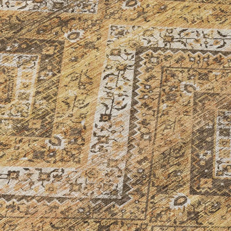 5' X 8' Copper And Khaki Tribal Washable Indoor Outdoor Area Rug Homeroots Outdoor