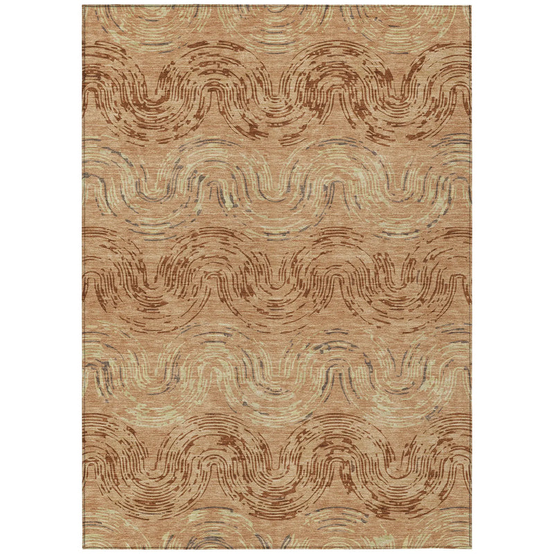5' X 8' Copper And Orange Abstract Washable Indoor Outdoor Area Rug Homeroots Outdoor