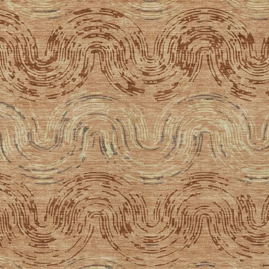 5' X 8' Copper And Orange Abstract Washable Indoor Outdoor Area Rug Homeroots Outdoor