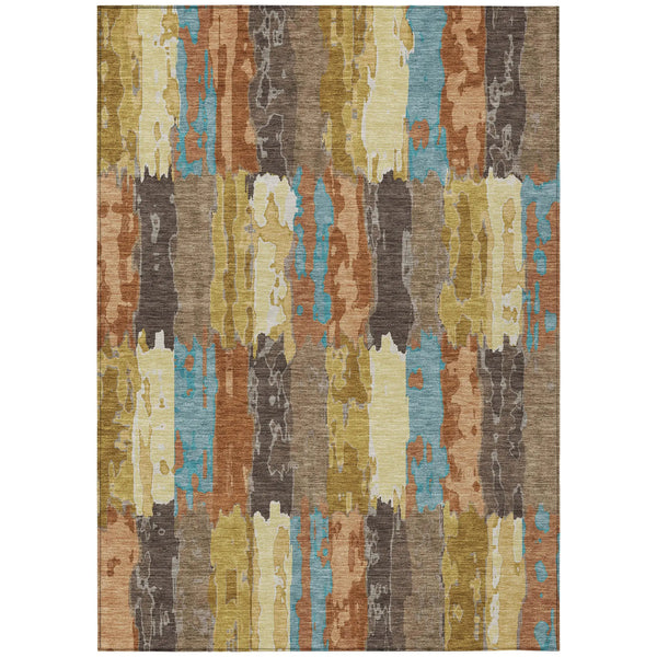 5' X 8' Copper And Orange Abstract Washable Indoor Outdoor Area Rug Homeroots Outdoor