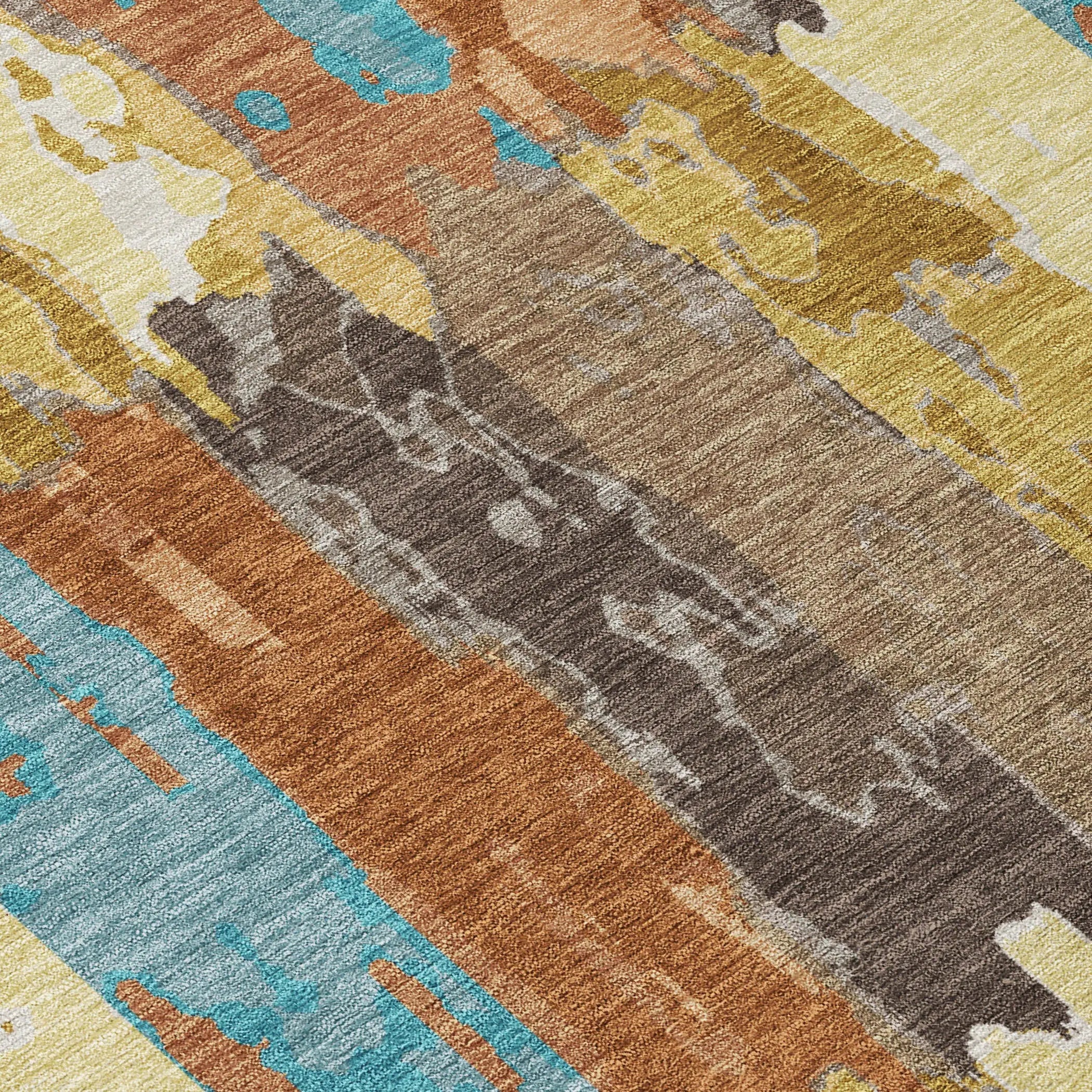 5' X 8' Copper And Orange Abstract Washable Indoor Outdoor Area Rug Homeroots Outdoor