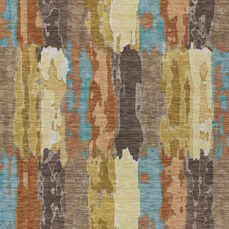 5' X 8' Copper And Orange Abstract Washable Indoor Outdoor Area Rug Homeroots Outdoor