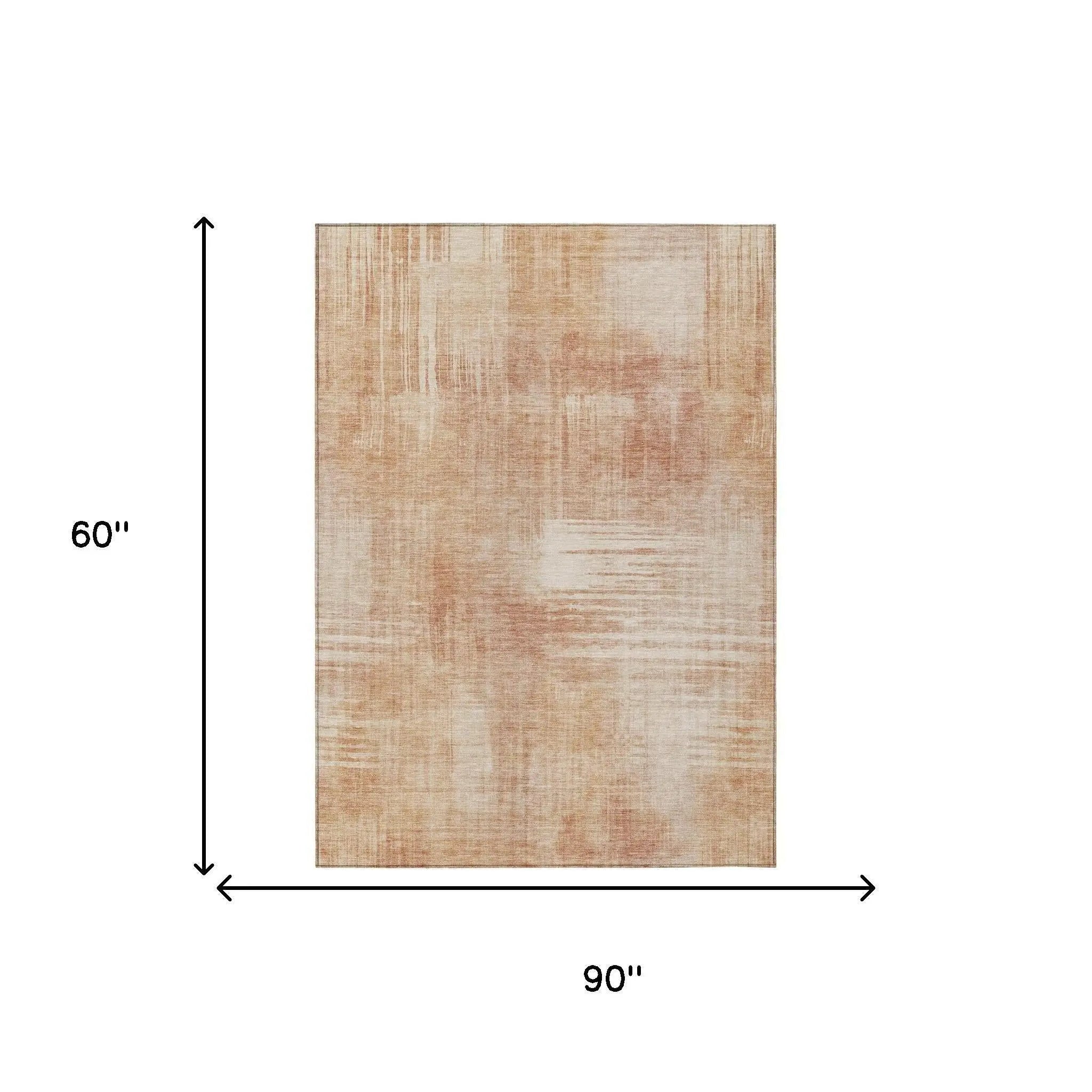 5' X 8' Copper And Orange Abstract Washable Indoor Outdoor Area Rug Homeroots Outdoor