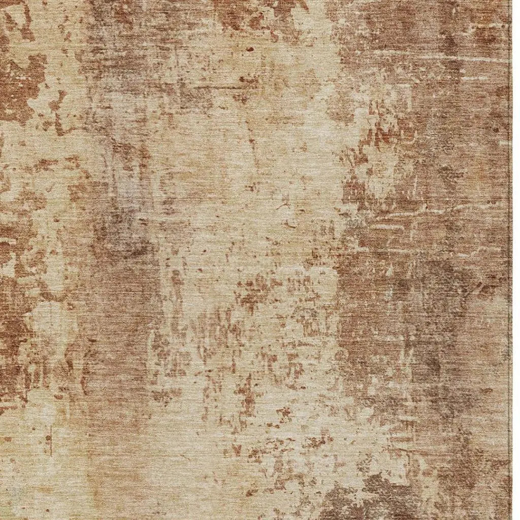 5' X 8' Copper And Orange Abstract Washable Indoor Outdoor Area Rug Homeroots Outdoor