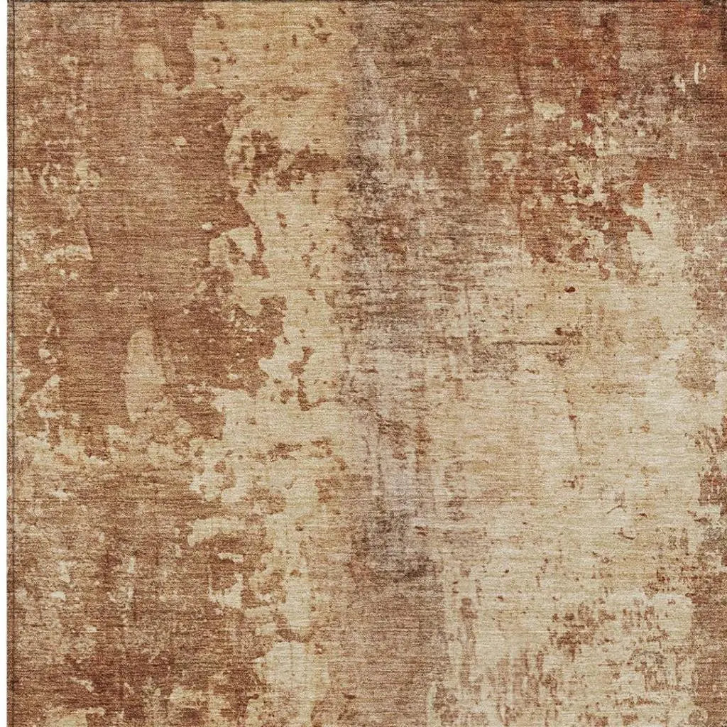 5' X 8' Copper And Orange Abstract Washable Indoor Outdoor Area Rug Homeroots Outdoor