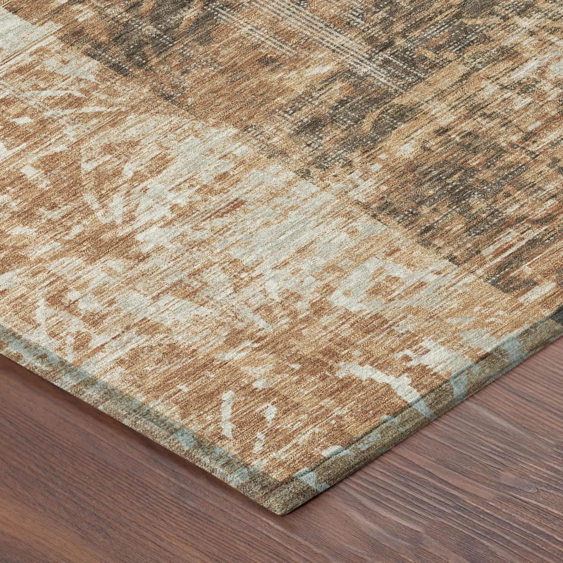 5' X 8' Copper And Orange Abstract Washable Indoor Outdoor Area Rug Homeroots Outdoor