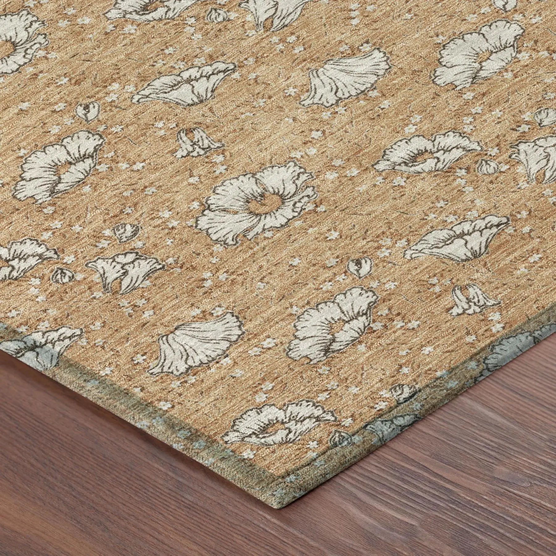 5' X 8' Copper And Orange Floral Washable Indoor Outdoor Area Rug Homeroots Outdoor