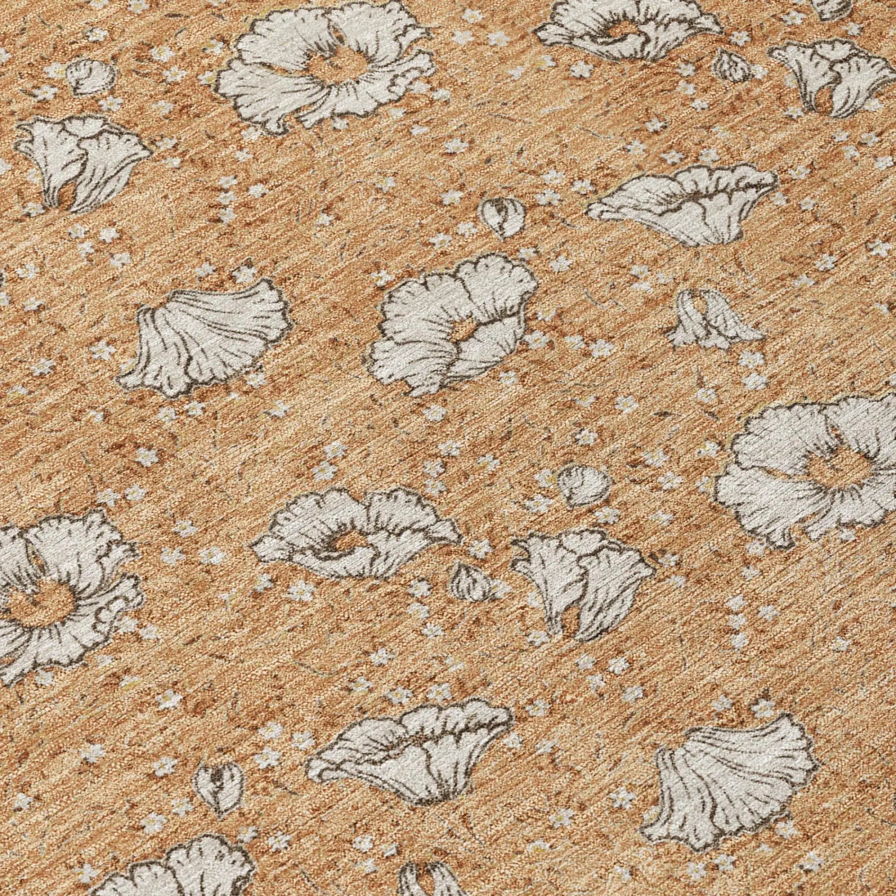 5' X 8' Copper And Orange Floral Washable Indoor Outdoor Area Rug Homeroots Outdoor