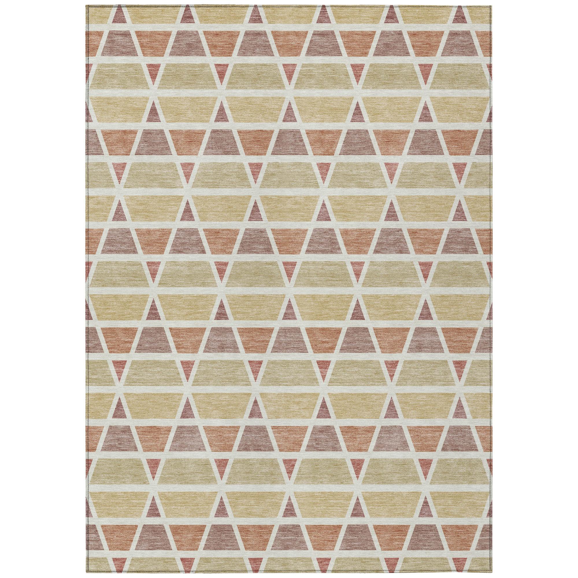 5' X 8' Copper And Orange Geometric Washable Indoor Outdoor Area Rug Homeroots Outdoor