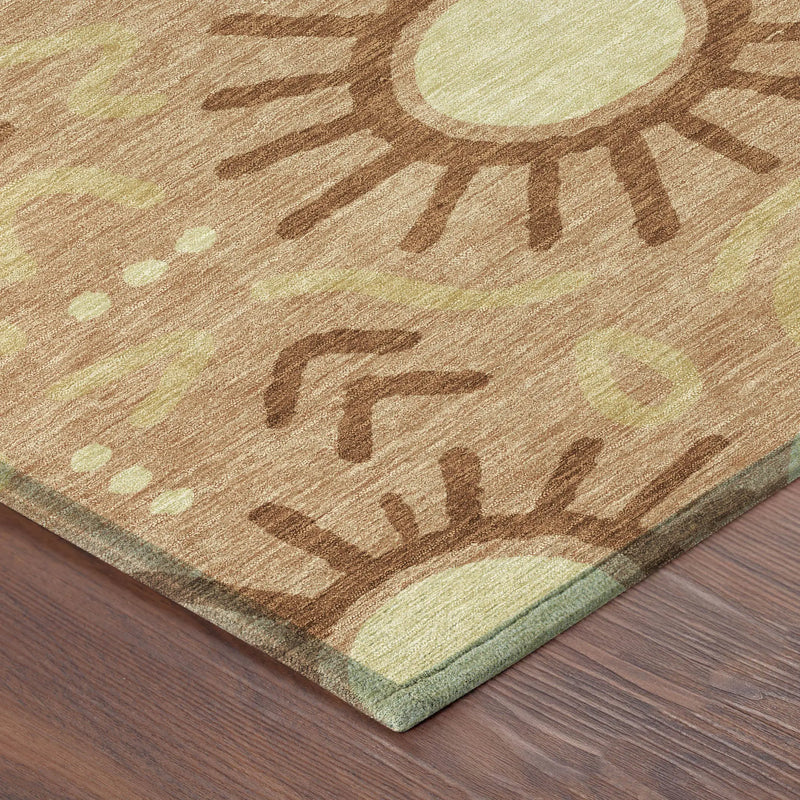 5' X 8' Copper And Orange Geometric Washable Indoor Outdoor Area Rug Homeroots Outdoor