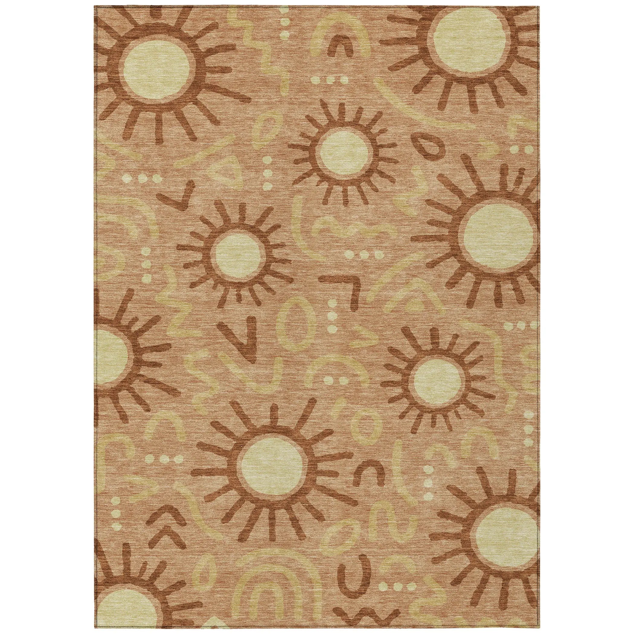 5' X 8' Copper And Orange Geometric Washable Indoor Outdoor Area Rug Homeroots Outdoor