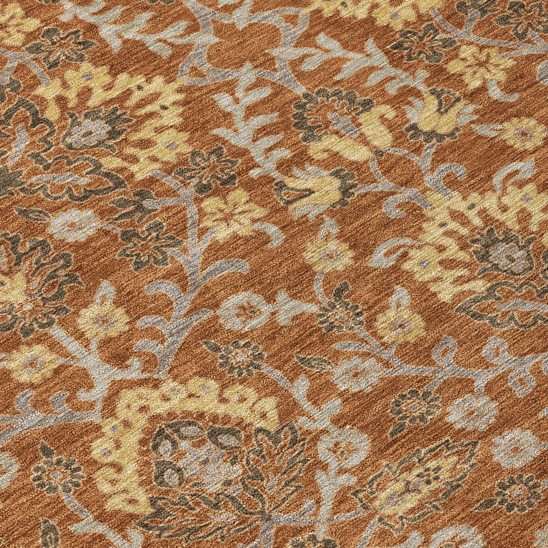 5' X 8' Copper And Orange Geometric Washable Indoor Outdoor Area Rug Homeroots Outdoor