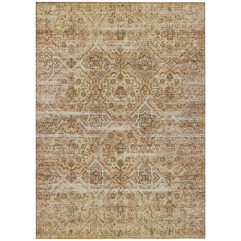 5' X 8' Copper And Purple Floral Washable Indoor Outdoor Area Rug Homeroots Outdoor