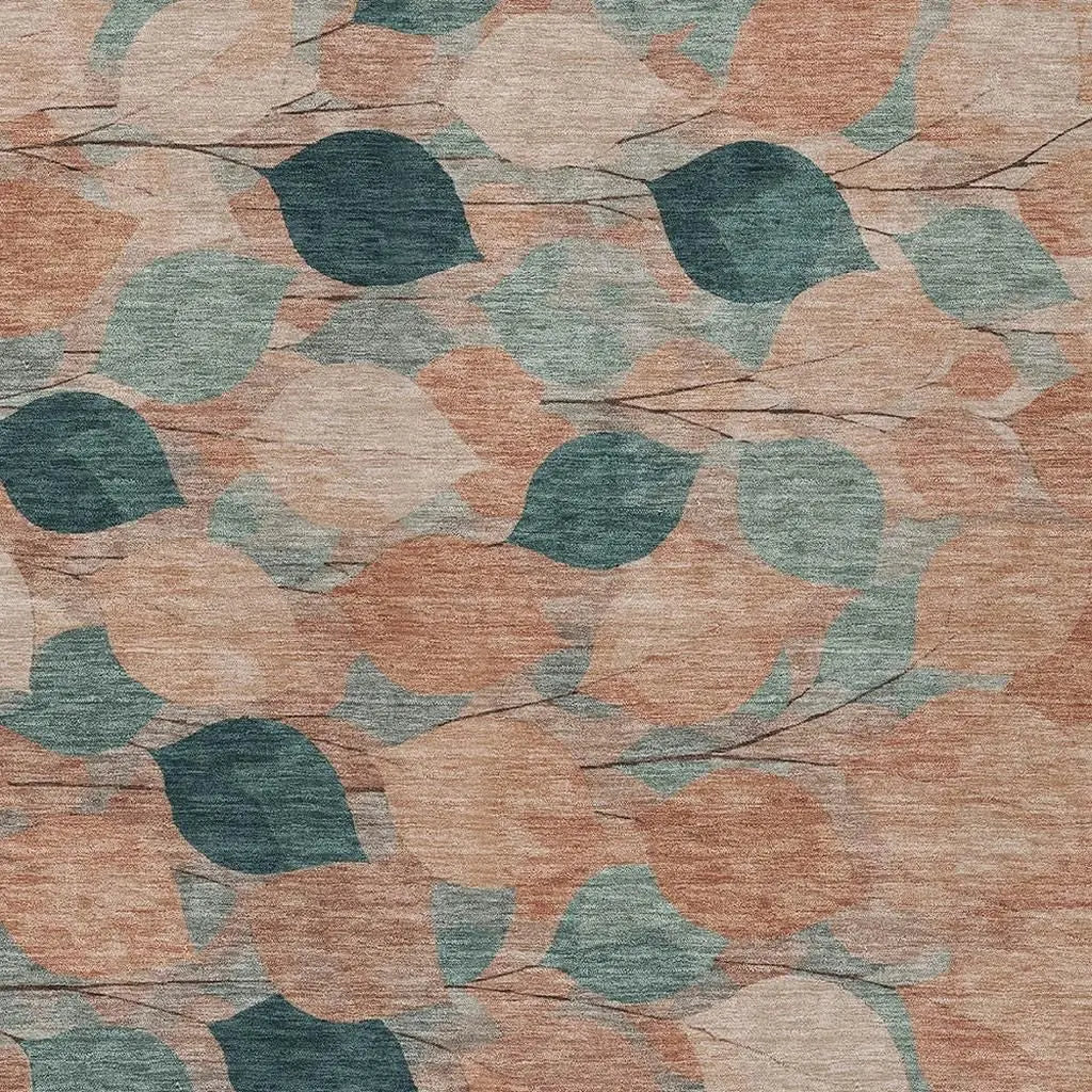 5' X 8' Copper And Salmon Floral Washable Indoor Outdoor Area Rug Homeroots Outdoor