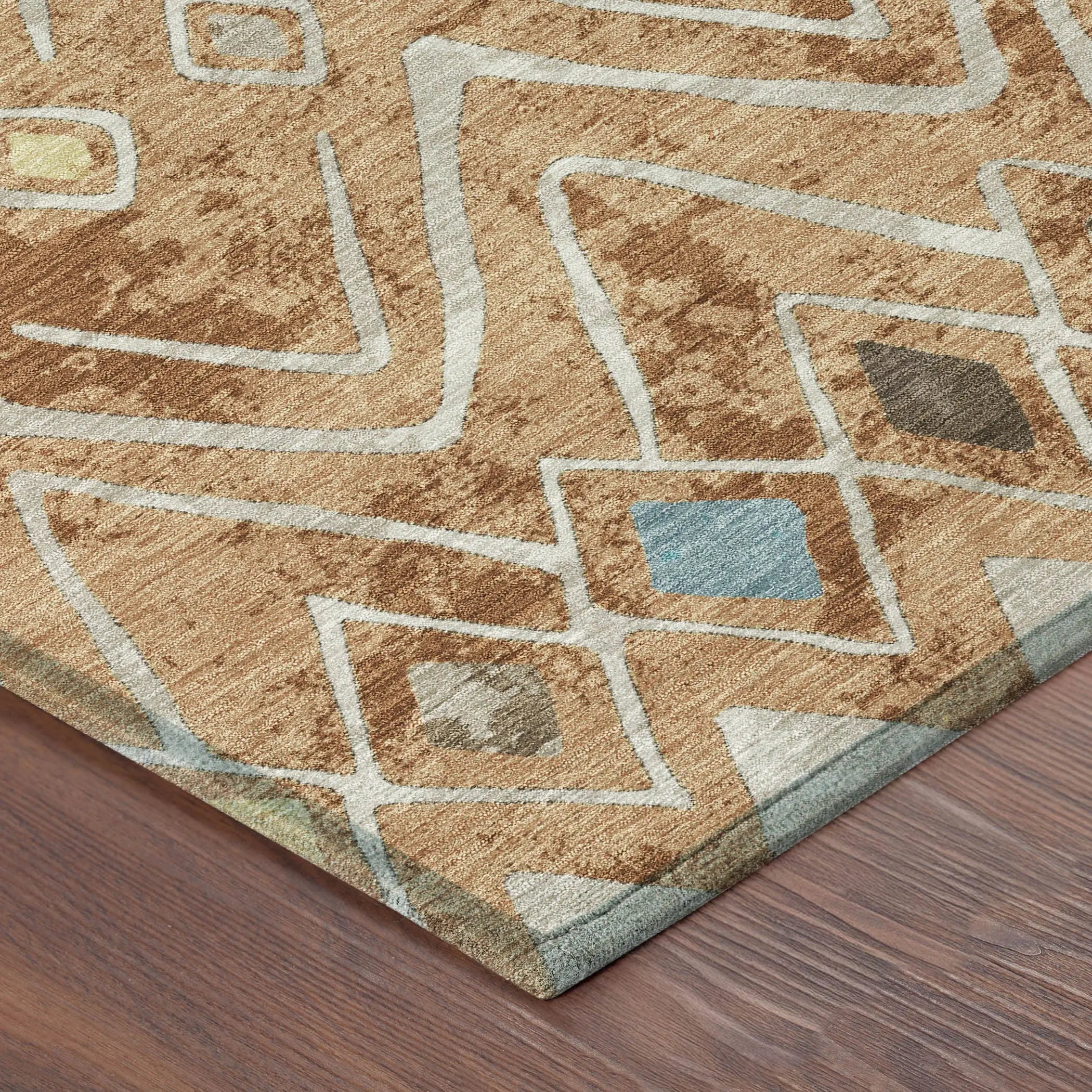 5' X 8' Copper And Taupe Geometric Washable Indoor Outdoor Area Rug Homeroots Outdoor