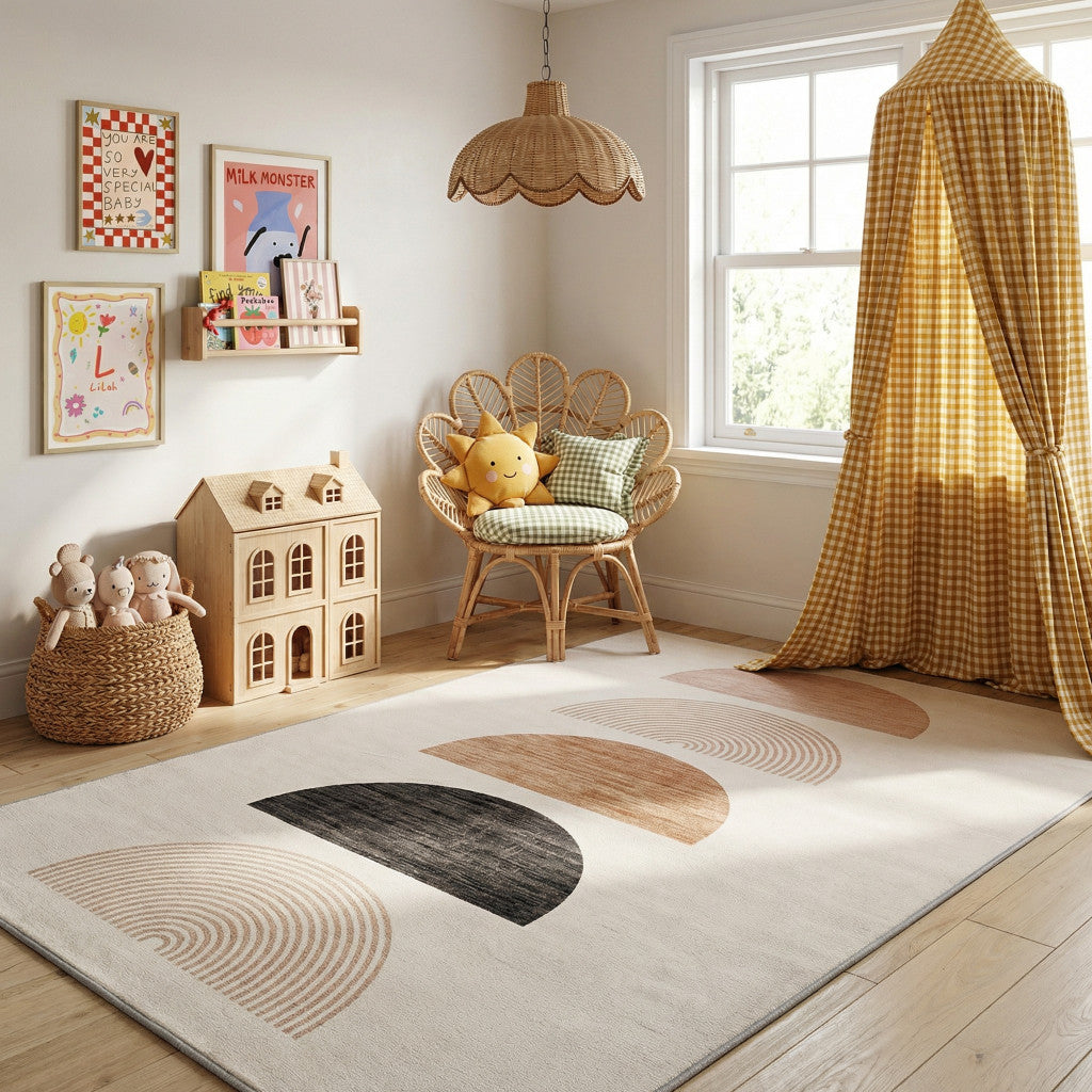 5' X 8' Cream Abstract Area Rug Homeroots Home Decor