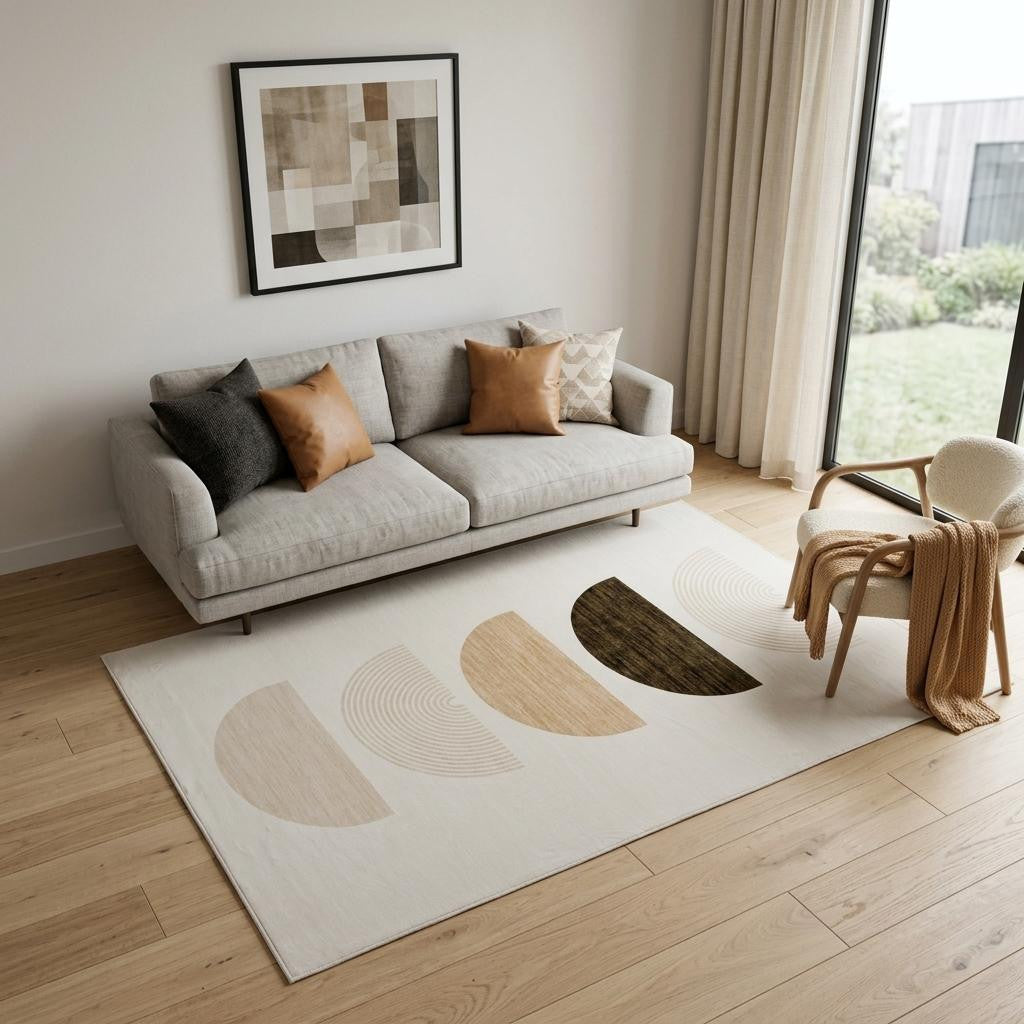 5' X 8' Cream Abstract Area Rug Homeroots Home Decor