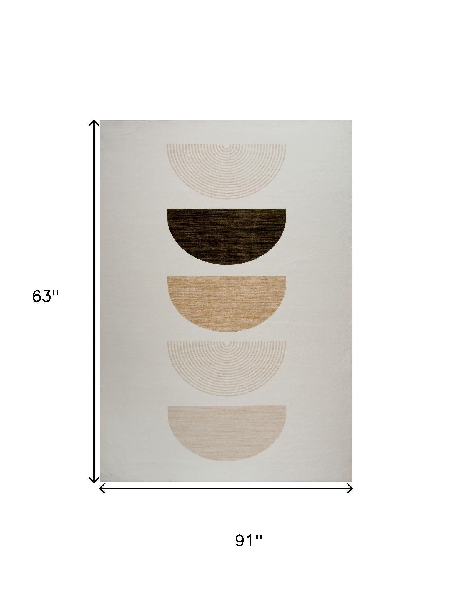 5' X 8' Cream Abstract Area Rug Homeroots Home Decor