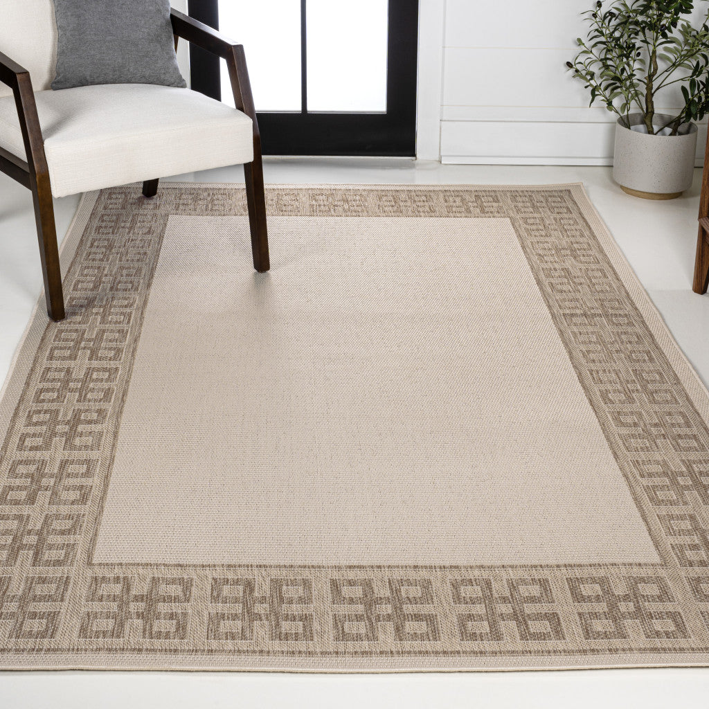 5' X 8' Cream And Beige Indoor Outdoor Area Rug - GreatEagleInc