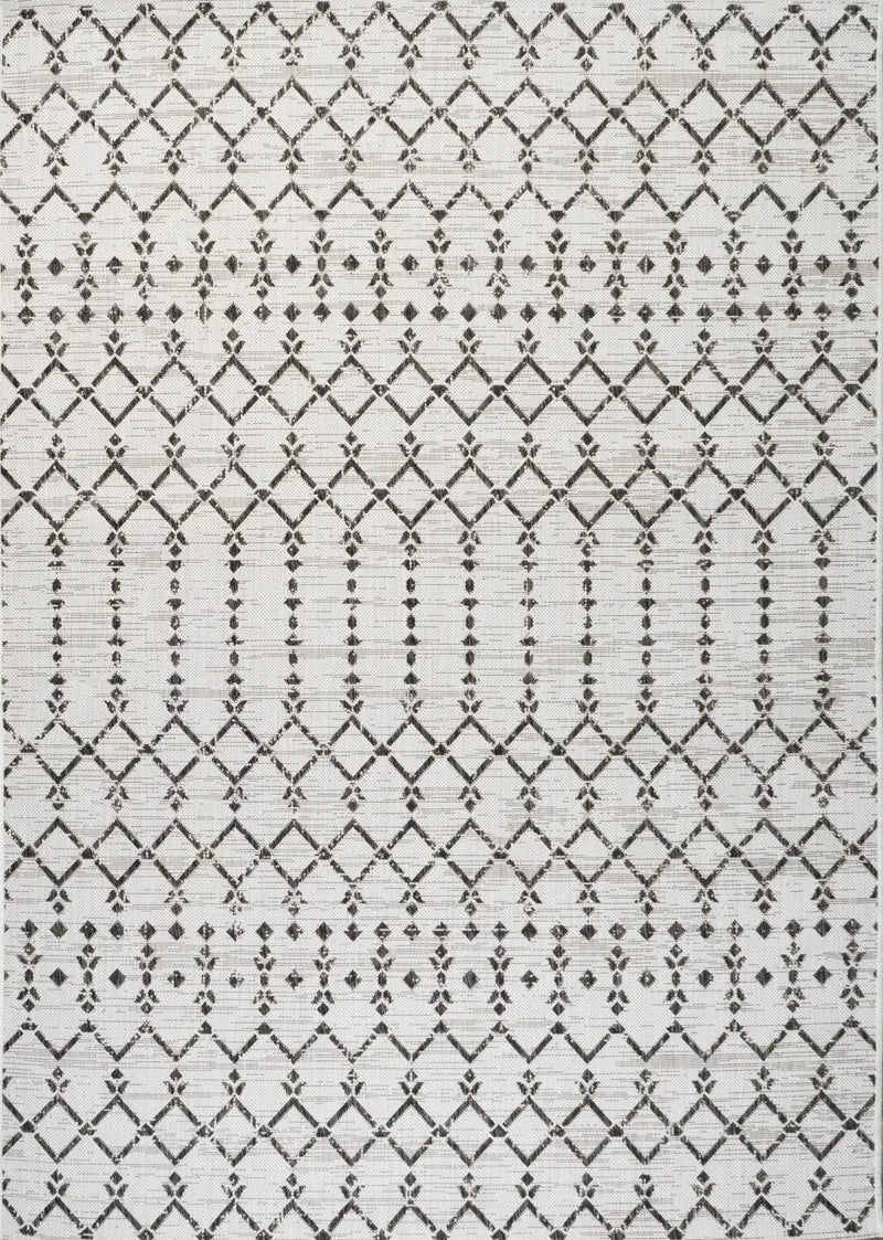 5' X 8' Cream And Black Trellis Indoor Outdoor Area Rug Homeroots Outdoor