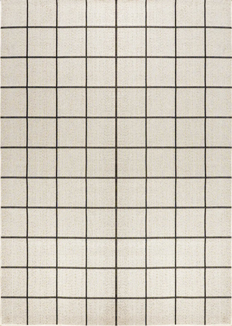 5' X 8' Cream And Dark Gray Plaid Indoor Outdoor Area Rug Homeroots Outdoor