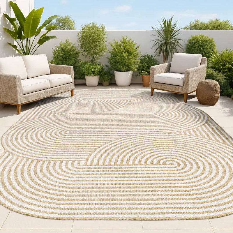 5' X 8' Cream And Natural Abstract Indoor Outdoor Area Rug Homeroots Outdoor