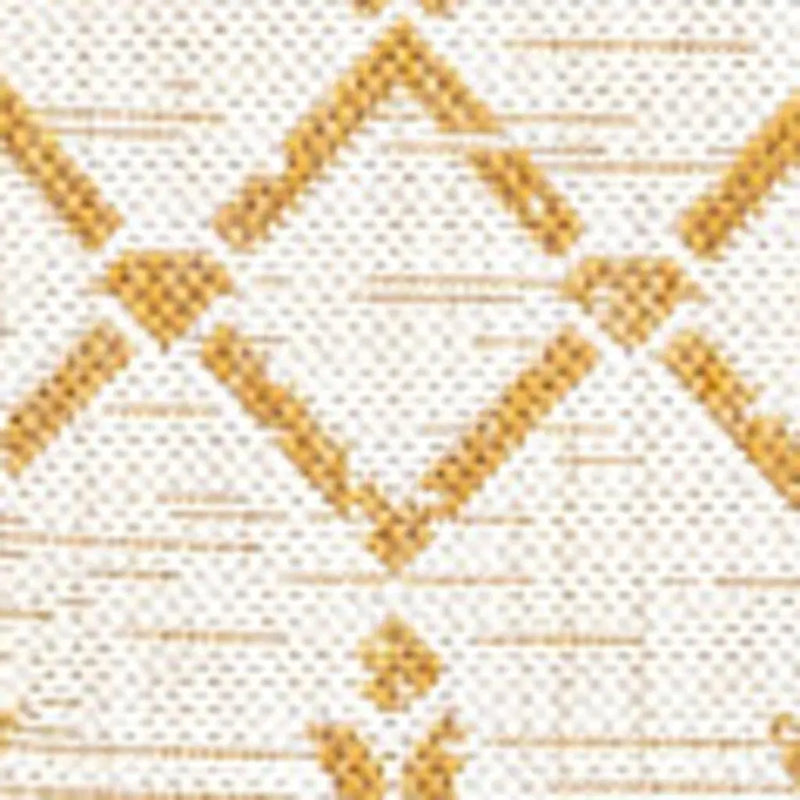 5' X 8' Cream And Yellow Trellis Indoor Outdoor Area Rug Homeroots Outdoor