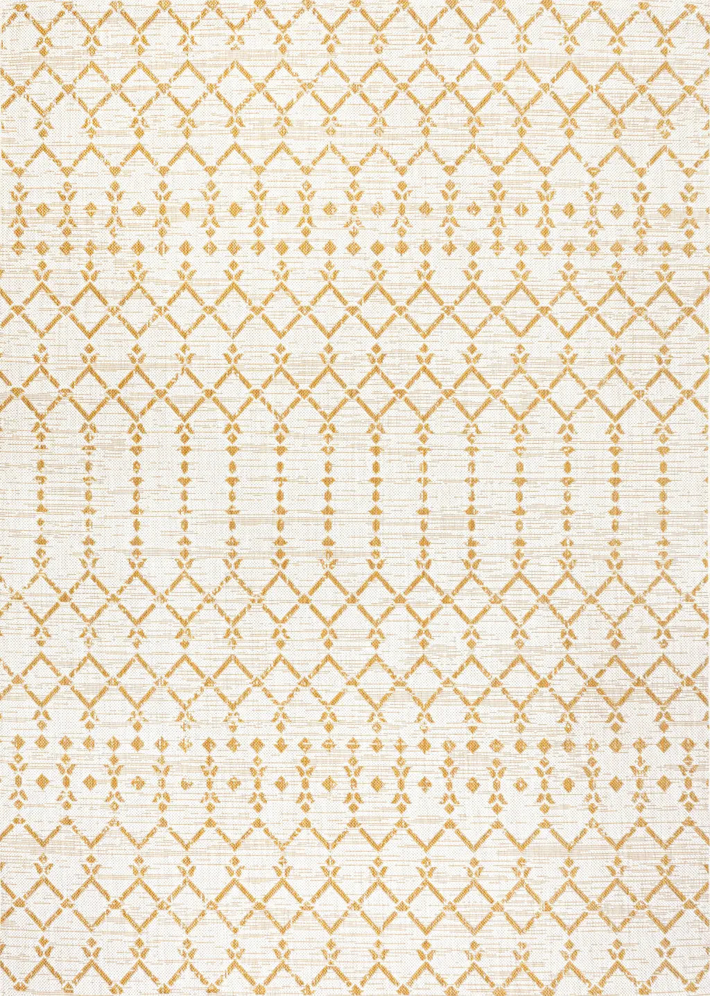 5' X 8' Cream And Yellow Trellis Indoor Outdoor Area Rug Homeroots Outdoor