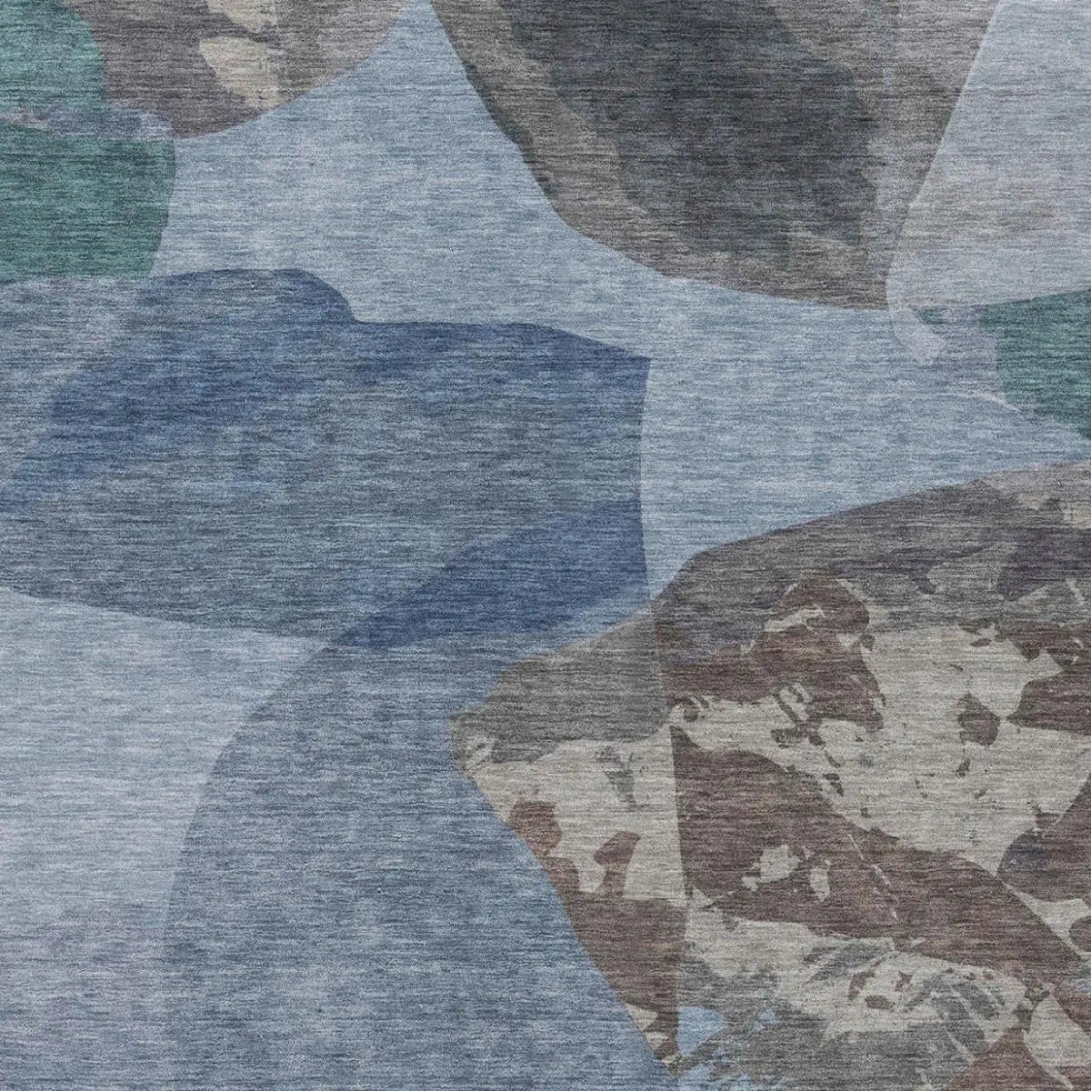 5' X 8' Denim Blue And Blue Abstract Washable Indoor Outdoor Area Rug Homeroots Outdoor