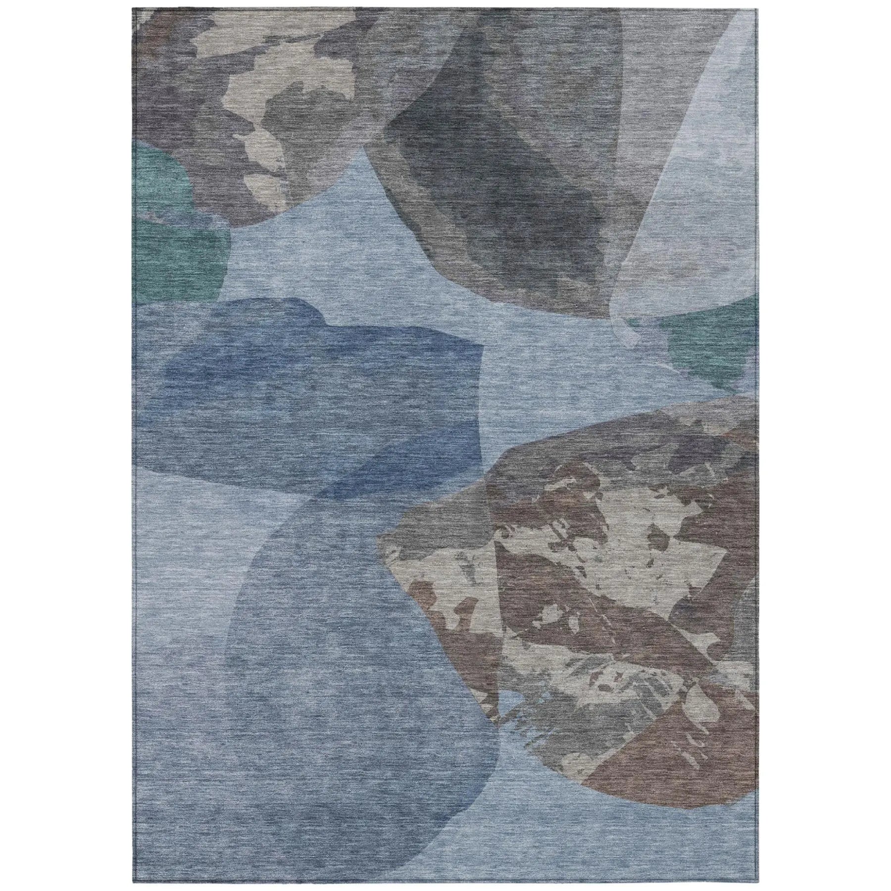 5' X 8' Denim Blue And Blue Abstract Washable Indoor Outdoor Area Rug Homeroots Outdoor