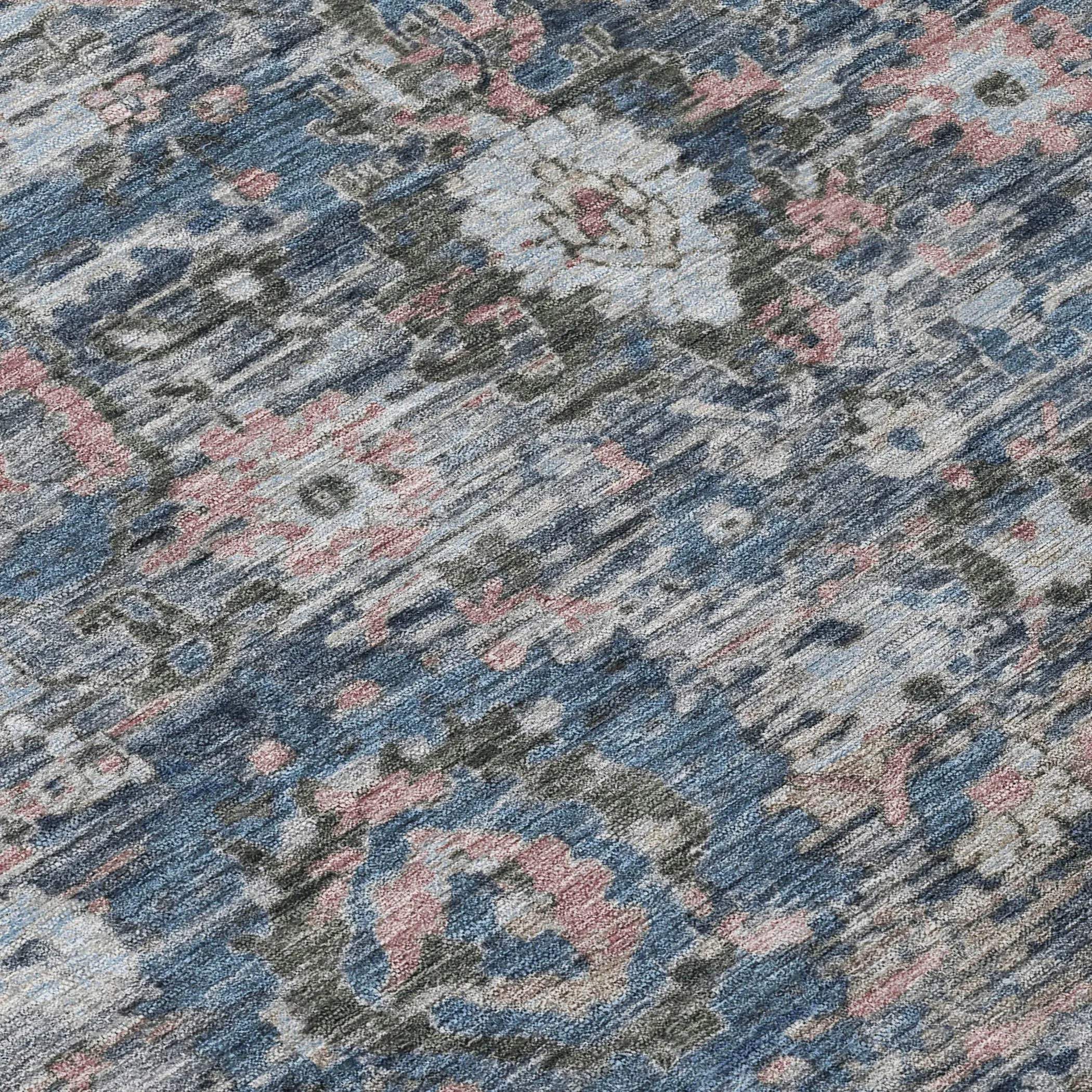 5' X 8' Denim Blue And Blue Floral Washable Indoor Outdoor Area Rug Homeroots Outdoor