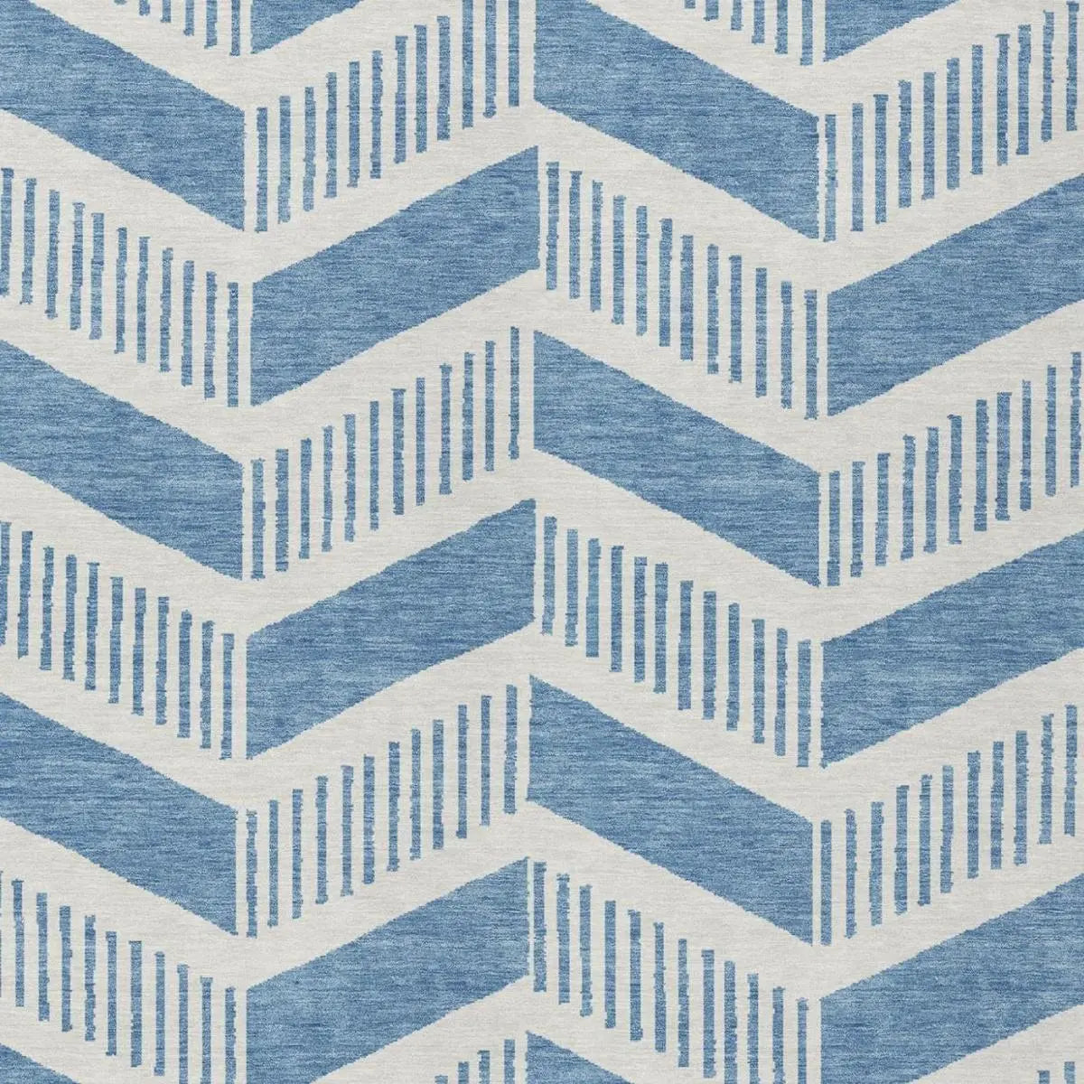 5' X 8' Denim Blue And Blue Geometric Washable Indoor Outdoor Area Rug Homeroots Outdoor
