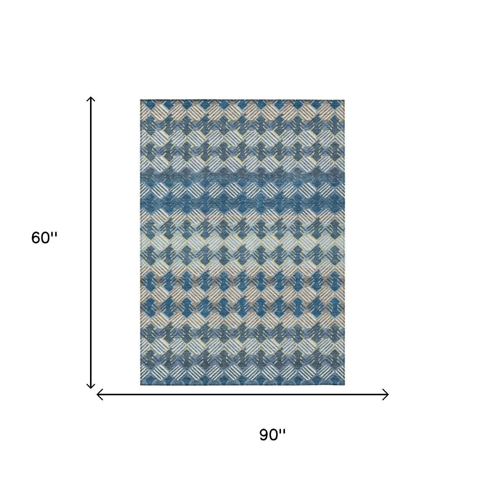 5' X 8' Denim Blue And Blue Striped Washable Indoor Outdoor Area Rug Homeroots Outdoor
