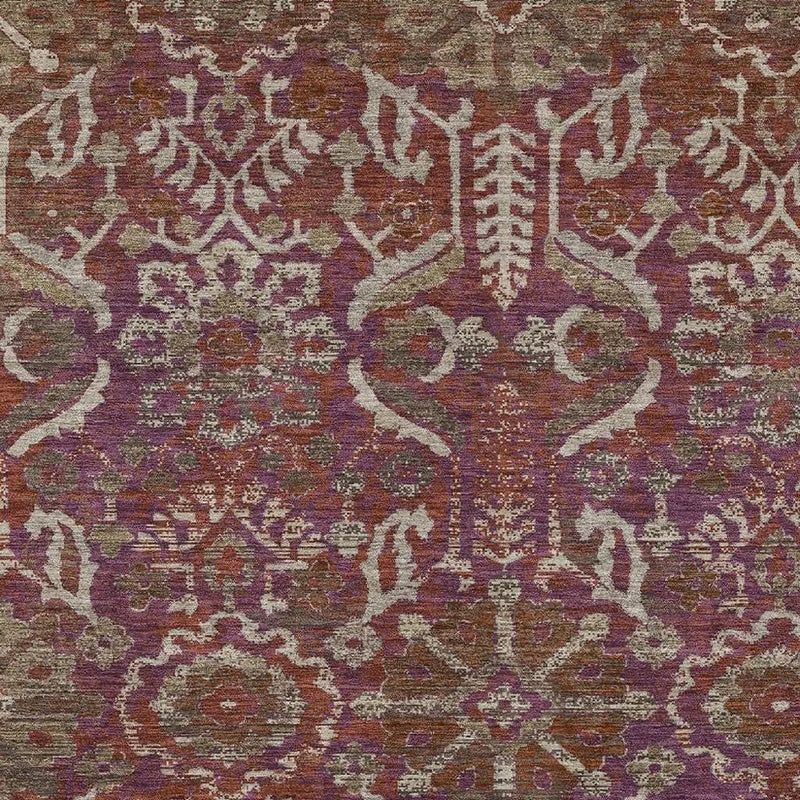 5' X 8' Eggplant And Purple Damask Washable Indoor Outdoor Area Rug Homeroots Outdoor