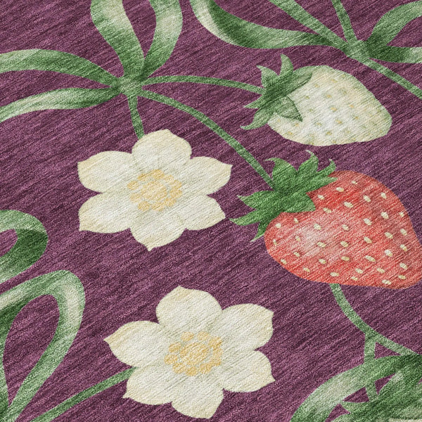 5' X 8' Eggplant And Purple Floral Washable Indoor Outdoor Area Rug Homeroots Outdoor
