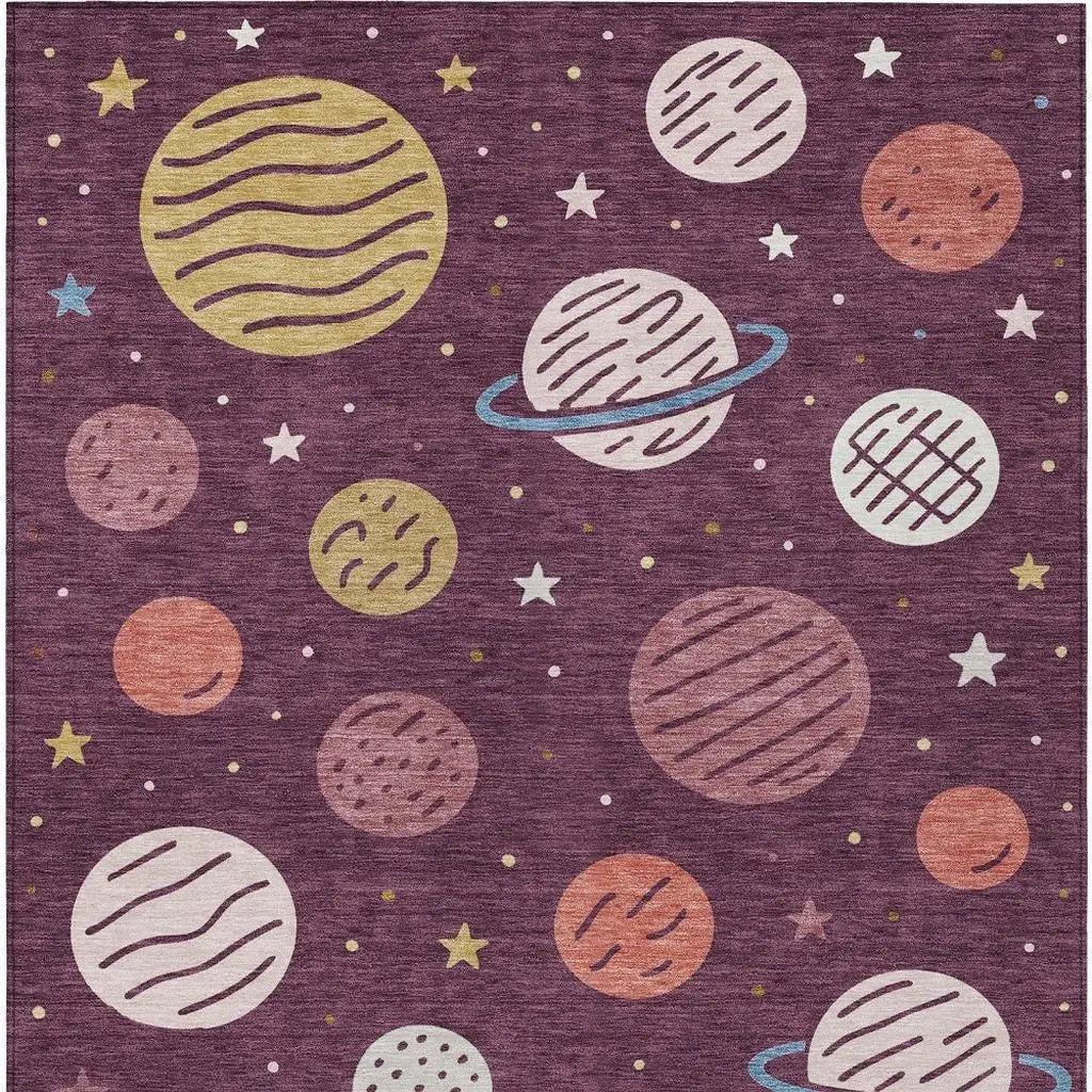 5' X 8' Eggplant And Purple Floral Washable Indoor Outdoor Area Rug Homeroots Outdoor