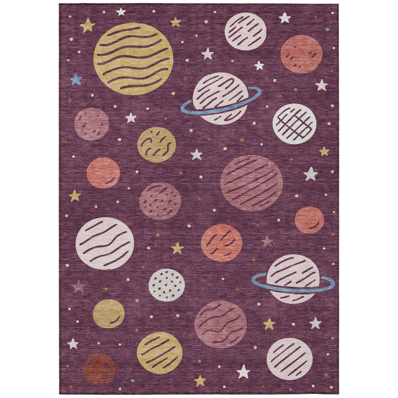 5' X 8' Eggplant And Purple Floral Washable Indoor Outdoor Area Rug Homeroots Outdoor