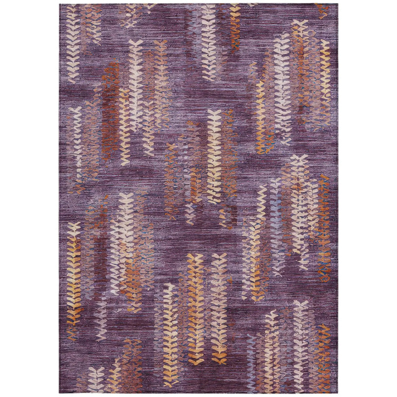 5' X 8' Eggplant And Purple Striped Washable Indoor Outdoor Area Rug Homeroots Outdoor