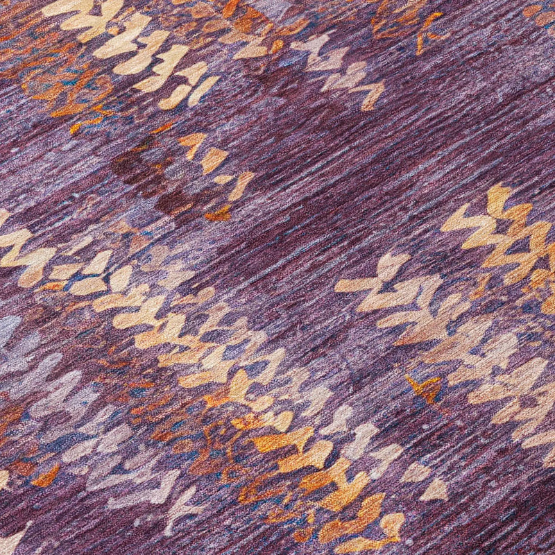 5' X 8' Eggplant And Purple Striped Washable Indoor Outdoor Area Rug Homeroots Outdoor