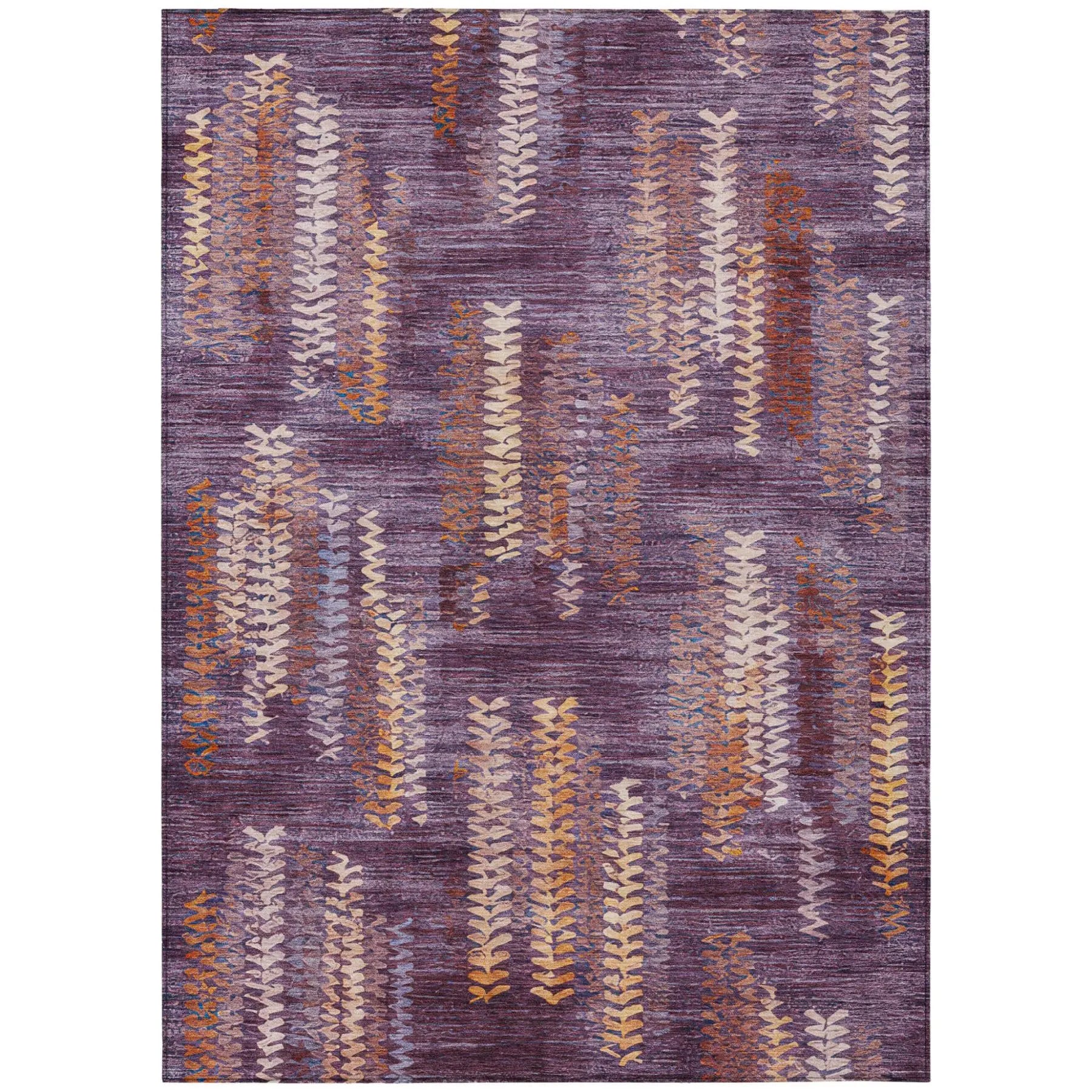 5' X 8' Eggplant And Purple Striped Washable Indoor Outdoor Area Rug Homeroots Outdoor