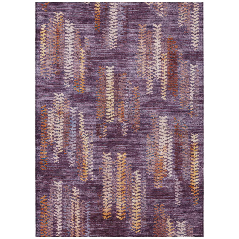 5' X 8' Eggplant And Purple Striped Washable Indoor Outdoor Area Rug Homeroots Outdoor